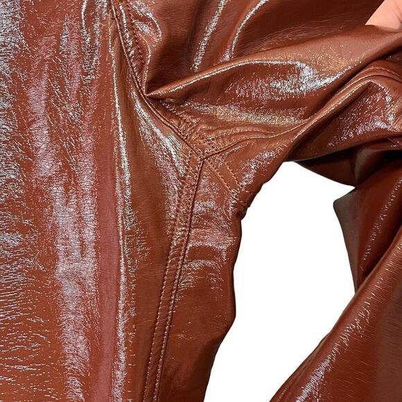 Abercrombie & Fitch Curve Love 90s Straight Pants Brown Leather Women’s Size 32 - Picture 8 of 13